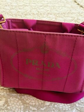 Prada Hot Pink Canvas Crossbody with Gold Hardware